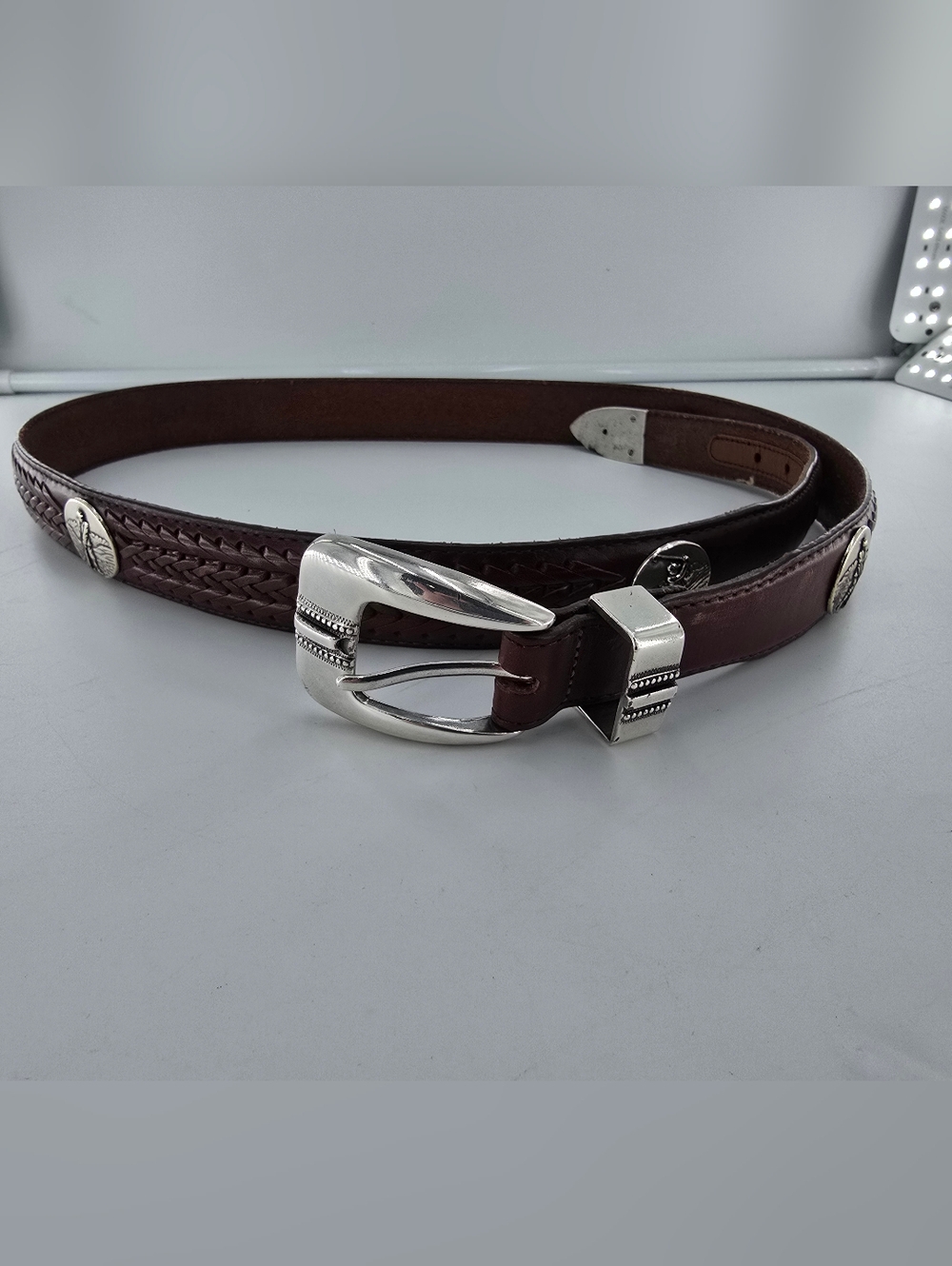 Onyx By Brighton Brown Leather Men’s Golf Belt with Silver Buckle